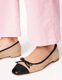 Toe Cap Ballet Flat-Macchiato Suede-Boden Clearance