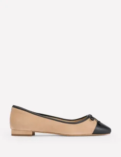 Toe Cap Ballet Flat-Macchiato Suede-Boden Clearance