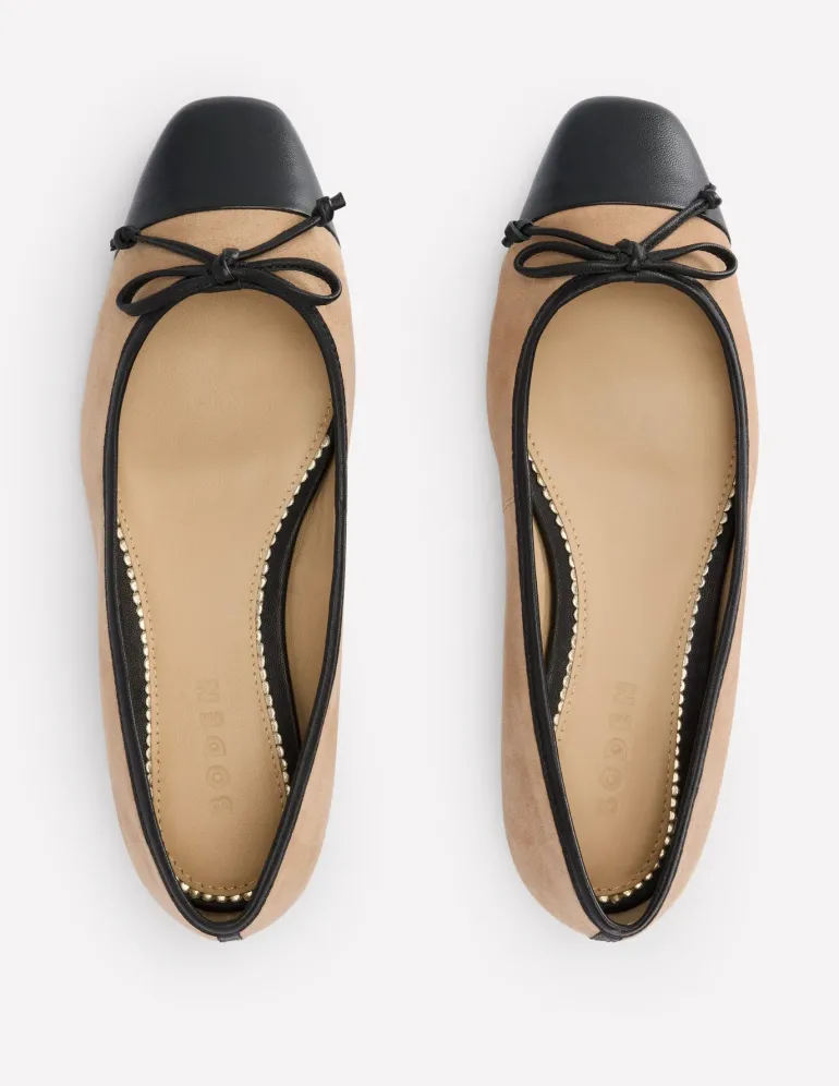 Toe Cap Ballet Flat-Macchiato Suede-Boden Clearance