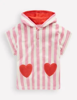 Towelling Throw On-Bubblegum Pink Heart Stripe-Boden Cheap