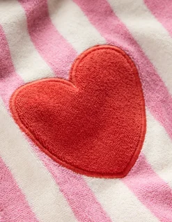 Towelling Throw On-Bubblegum Pink Heart Stripe-Boden Cheap