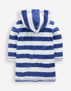 Towelling Zip-Up Throw-On-Sapphire Blue Stripe-Boden Clearance