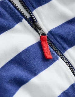 Towelling Zip-Up Throw-On-Sapphire Blue Stripe-Boden Clearance