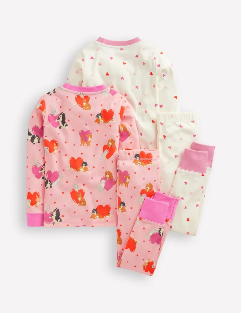Twin Pack Snug Pajamas-Chalk Pink Valentines-Boden Cheap