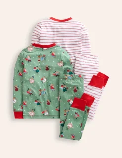 Twin Pack Snug Pajamas-Eucalyptus Bunnies-Boden Fashion