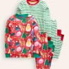 Twin Pack Snug Pajamas-Jam Red Christmas-Boden Cheap