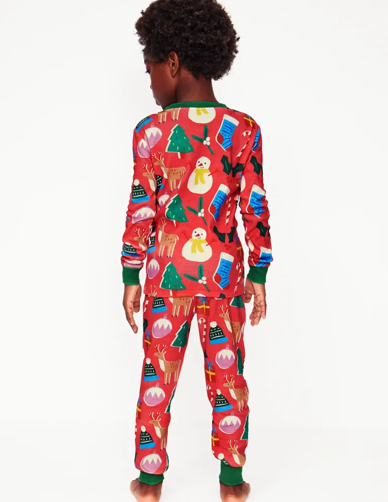 Twin Pack Snug Pajamas-Jam Red Christmas-Boden Cheap