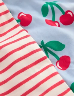 Twin Pack Snug Pajamas-Misty Blue Cherries-Boden Sale