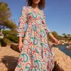 Violet Cotton Midi Dress-Multi, Meadow Paisley-Boden Flash Sale
