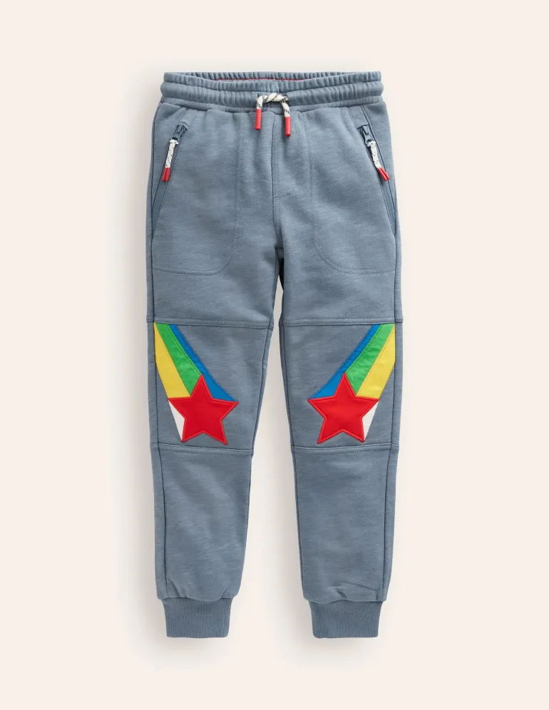 Warrior Knee Sweatpants-Colbart Grey Rainbow Star-Boden Online