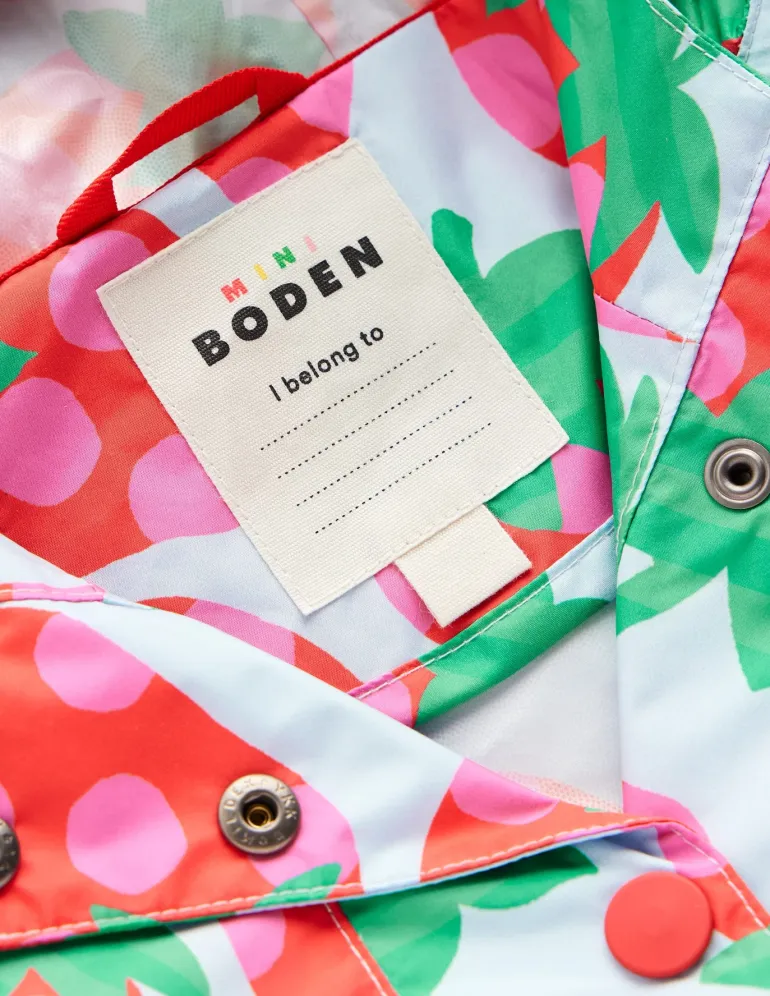 Waterproof Pack Away Jacket-Misty Blue Strawberry-Boden Cheap