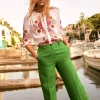 Westbourne Linen Pants-Iguana Green-Boden Cheap