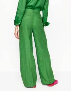 Westbourne Linen Pants-Iguana Green-Boden Cheap