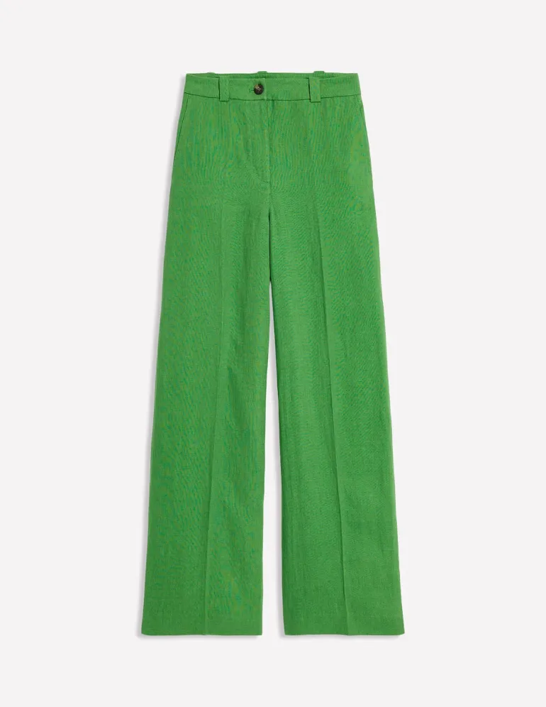 Westbourne Linen Pants-Iguana Green-Boden Cheap
