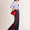 Westbourne Ponte Trousers-Navy, Red Stripe-Boden Best