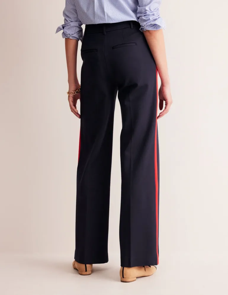 Westbourne Ponte Trousers-Navy, Red Stripe-Boden Best