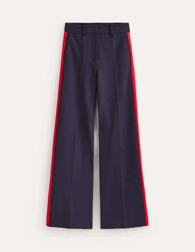Westbourne Ponte Trousers-Navy, Red Stripe-Boden Best