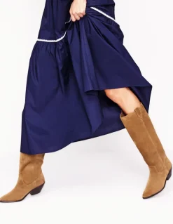 Western Knee High Boots-Rusty Tan Suede-Boden Clearance