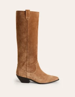 Western Knee High Boots-Rusty Tan Suede-Boden Clearance