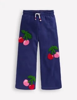 Wide Leg Applique Jogger-Starboard Blue Cherries-Boden Flash Sale
