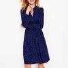 Willow Frill Short Shirt Dress-French Navy, Abstract Dot-Boden Best Sale