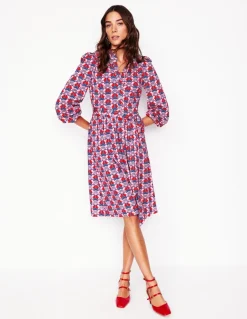 Willow Frill Short Shirt Dress-Poppy Red, Daisy Bloom Geo-Boden Discount