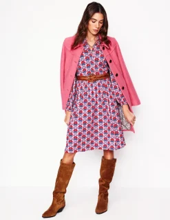 Willow Frill Short Shirt Dress-Poppy Red, Daisy Bloom Geo-Boden Discount