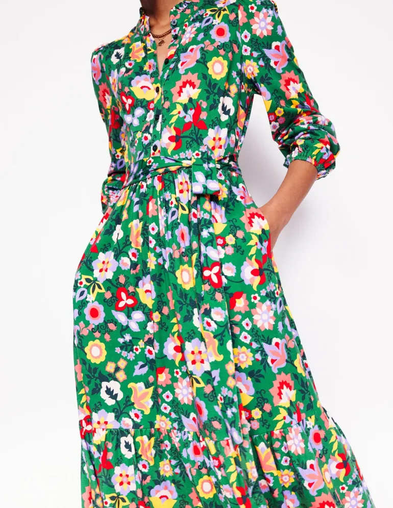 Willow Tiered Jersey Dress-Forest Grass, Flourishing Vine-Boden Best Sale