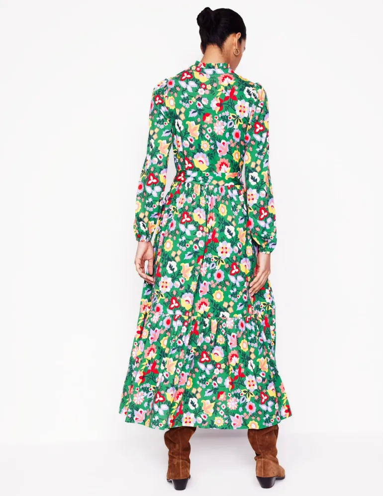 Willow Tiered Jersey Dress-Forest Grass, Flourishing Vine-Boden Best Sale