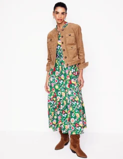Willow Tiered Jersey Dress-Forest Grass, Flourishing Vine-Boden Best Sale