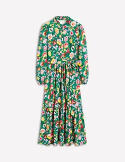 Willow Tiered Jersey Dress-Forest Grass, Flourishing Vine-Boden Best Sale