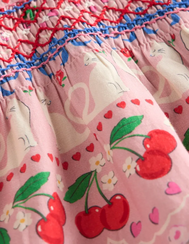 Woven Party Dress-Pink Valentines Bunnies-Boden Shop