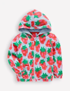 Zip-Through Towelling Hoodie-Misty Blue Strawberry-Boden Online