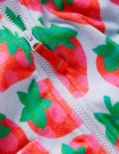 Zip-Through Towelling Hoodie-Misty Blue Strawberry-Boden Online